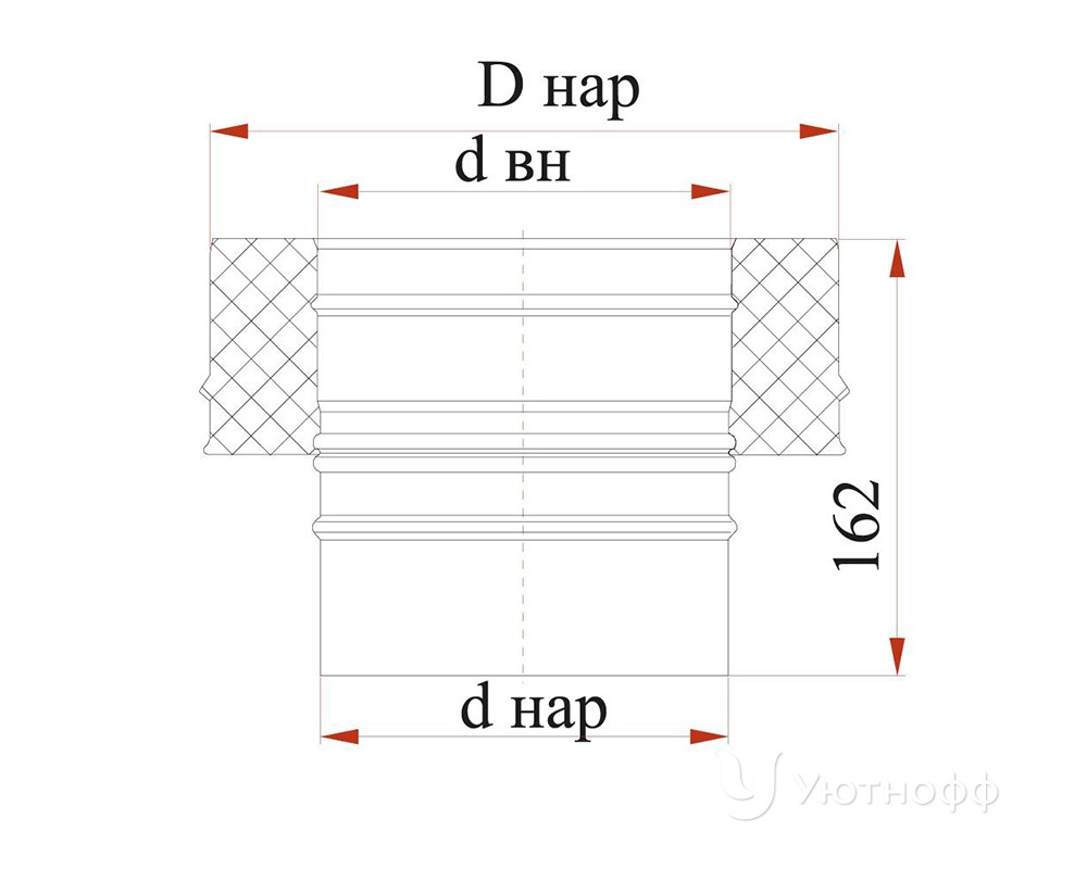 Переходник моно-термо с изоляцией Дымок для дымохода 120/200 мм (0,5 мм)  купить