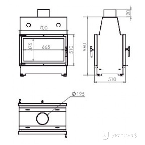 Дровяная топка ECHA-TECH Double 13 кВт с чугунной футеровкой Дровяная топка ECHA-TECH Double 13 кВт с чугунной футеровкой