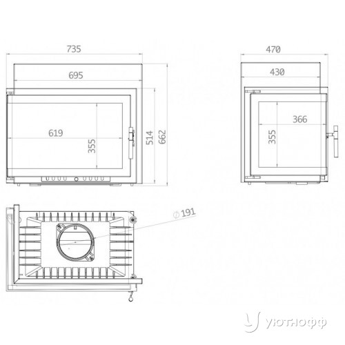 Каминная топка ECHA-TECH Font 700 L угловое стекло слева Каминная топка ECHA-TECH Font 700 L угловое стекло слева