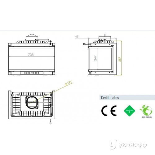 Каминная топка ECHA-TECH Font 700 трехстороннее стекло с шибером Каминная топка ECHA-TECH Font 700 трехстороннее стекло с шибером
