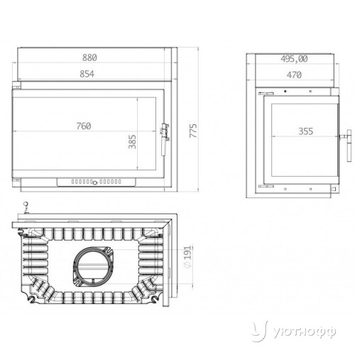 Каминная топка ECHA-TECH Font 800 L угловое стекло слева Каминная топка ECHA-TECH Font 800 L угловое стекло слева