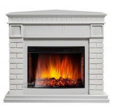 Угловой каминокомплект Брикс 27 белый (портал Bricks 25 + очаг Electrolux EFP/P - 2720LS)