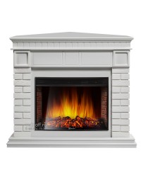 Угловой каминокомплект Брикс 33 белый дуб (портал Bricks 30U + очаг Electrolux EFP/P - 3320RLS)