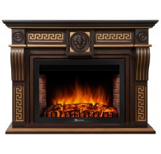 Каминокомплект Витториано 30 темный дуб с золотом (портал Vittoriano 30 + очаг Electrolux 3020 / 3320)