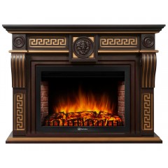 Каминокомплект Витториано 30 темный дуб с золотом (портал Vittoriano 30 + очаг Electrolux 3020 / 3320)