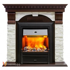 Каминокомплект Дублин сланец белый (портал Dublin STD + очаг Dimplex Opti-myst 3D)