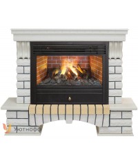 Каминокомплект Кантри белый дуб 3Д Новара (портал RealFlame Country 26 WT + очаг 3D Novara 26)