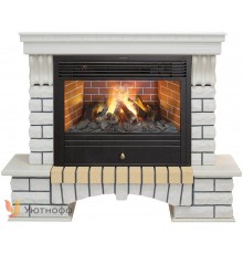 Каминокомплект Кантри белый дуб 3Д Новара (портал RealFlame Country 26 WT + очаг 3D Novara 26)