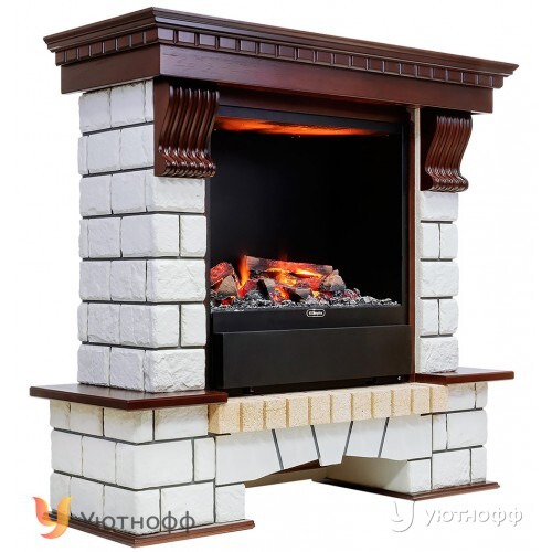 Электрокамин Пьер Люкс темный дуб с очагом Албани