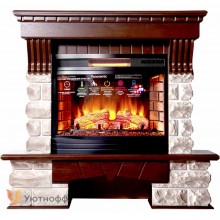 Каминокомплект Экстер Кавказ 25 темный (портал InterFlameExter Kavkaz + очаг Panoramic 25 LED FX)