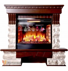Каминокомплект Экстер Кавказ 25 темный (портал InterFlameExter Kavkaz + очаг Panoramic 25 LED FX)