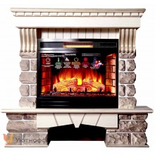 Каминокомплект Экстер Кавказ бежевый (портал InterFlame Exter Kavkaz + очаг Panoramic 25 LED FX)