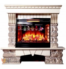 Каминокомплект Экстер Кавказ бежевый (портал InterFlame Exter Kavkaz + очаг Panoramic 25 LED FX)