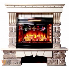 Каминокомплект Экстер Кавказ бежевый (портал InterFlame Exter Kavkaz + очаг Panoramic 25 LED FX)