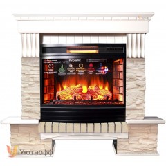 Каминокомплект InterFlame Экстер Сланец бежевый (портал Exter + очаг Panoramic 25 LED FX)