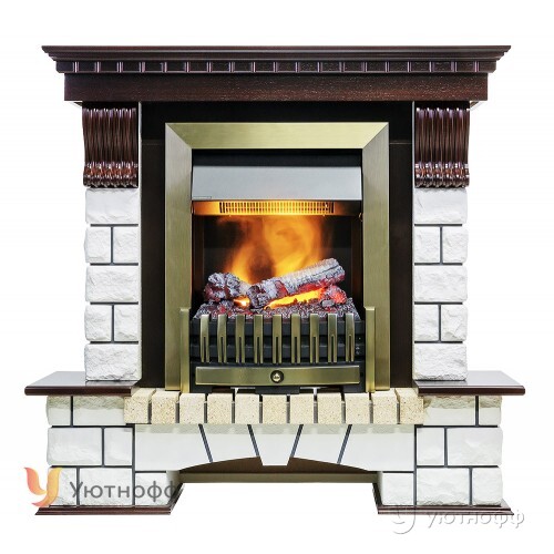 Электрокамин Пьер Люкс темный дуб с очагом на выбор