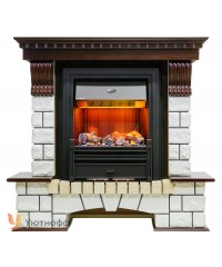 Каминокомплект Пьер Люкс 3Д темный дуб (портал Pierre Luxe + очаг Opti-myst 3D)