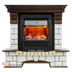 Каминокомплект Пьер Люкс 3Д темный дуб (портал Pierre Luxe + очаг Opti-myst 3D)