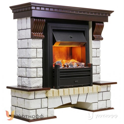 Электрокамин Пьер Люкс темный дуб с очагом на выбор