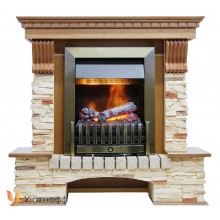 Каминокомплект Пьер Люкс 3Д сланец дуб (портал Pierre Luxe + очаг Dimplex Opti-myst 3D)