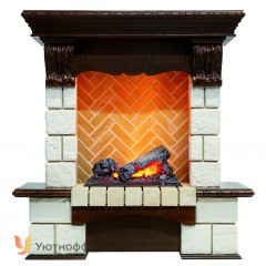 Каминокомплект Пьер Люкс 3Д 400 (портал Pierre Luxe темный дуб + очаг 3D Cassette 400)