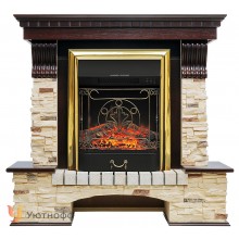 Каминокомплект Пьер Люкс СТД сланец (портал Royal Flame Pierre Luxe + очаг Fobos / Majestic)