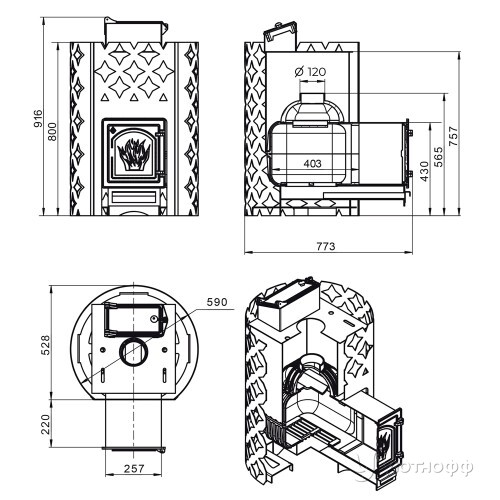 Печь для бани Этна 18 (ДТ-4) чугун 