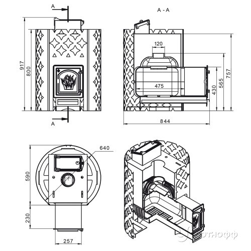 Печь для бани Этна 24 (ДТ-4С) чугун 