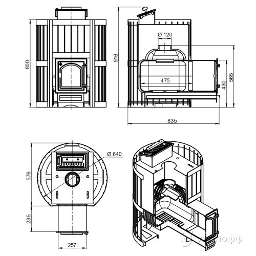 Печь для бани Этна Стандарт 24 (ДТ-4С) чугун с закрытой каменкой