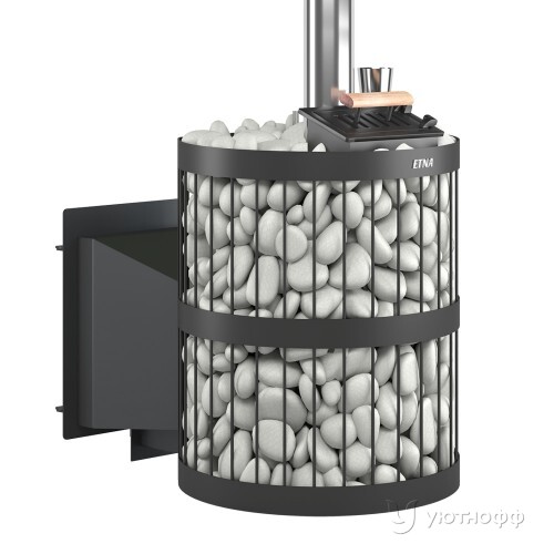 Печь для бани Этна Стандарт 18 (Панорама М) чугун с закрытой каменкой