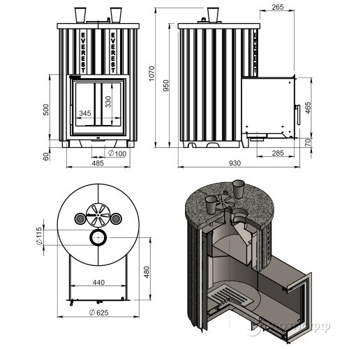Печь для бани Эверест 30 Стим Мастер (227М) S-20 амфиболит