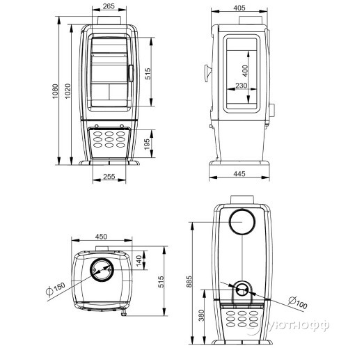 Печь-камин Эверест S12P чугун