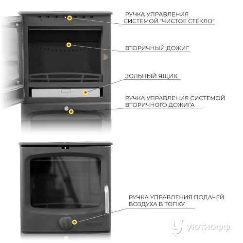 Печь-камин Эверест В8М из стали