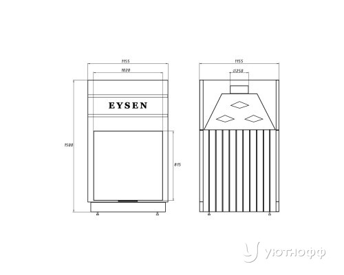 Каминная стальная топка Eysen Racha 1020P