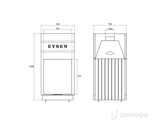 Каминная стальная топка Eysen Racha 570P