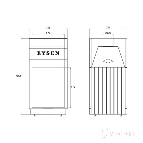 Каминная стальная топка Eysen Racha 570P Каминная стальная топка Eysen Racha 570P