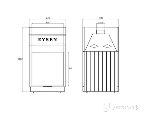 Каминная стальная топка Eysen Racha 870P
