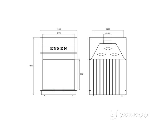 Каминная стальная топка Eysen Racha 1170P