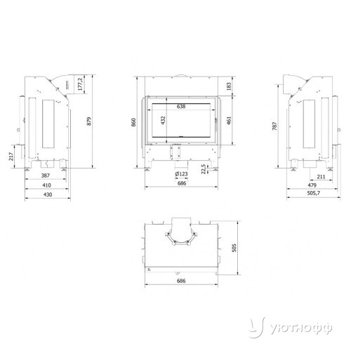 Топка каминная Илднорд Мальмо сталь
