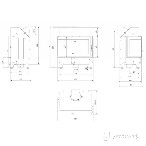 Топка каминная Илднорд Мальмо левый угол