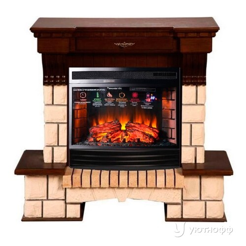 Электрокамин Экстерион светлый с очагом Панорамик 25