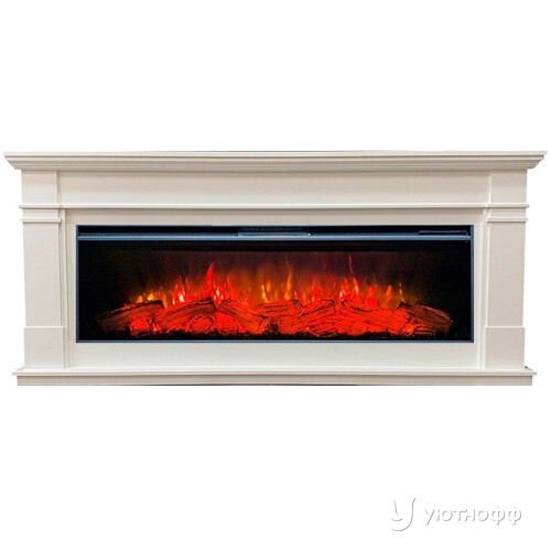 Электрокамин Грейсон белый с широким очагом Мираж 60