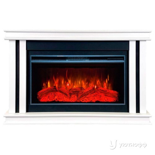 Электрокамин Квинт белый с широким очагом Мираж 40
