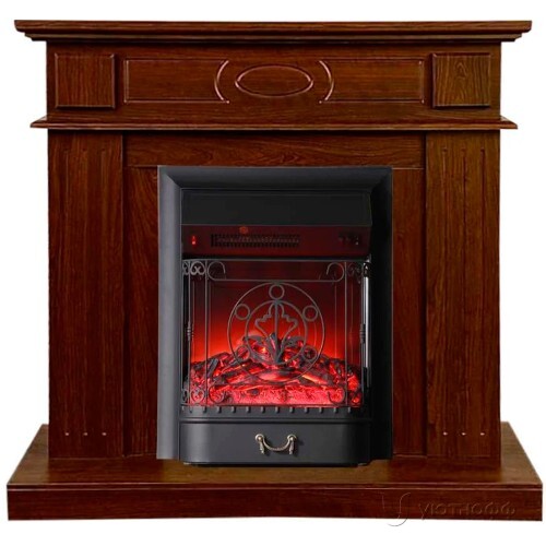 Электрокамин Лестер орех с классическим очагом на выбор