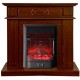 Электрокамин Лестер орех с классическим очагом на выбор