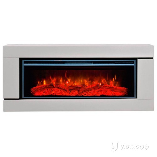 Электрокамин Паркер белый с широким очагом Мираж 40