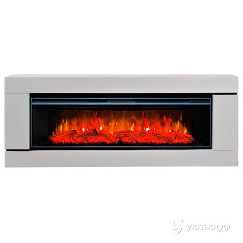 Электрокамин Паркер белый с широким очагом Мираж 60