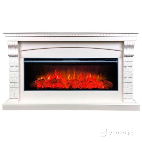 Электрокамин  Ирландия белый с широким очагом Мираж 50