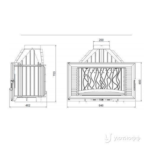 Каминная топка Инвикта 840 Горизонталь Каминная топка Инвикта 840 Горизонталь