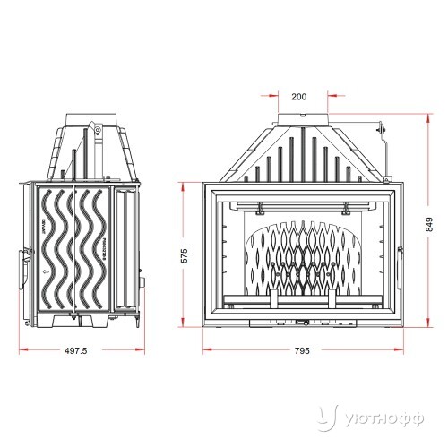 Каминная топка Инвикта Гранд Визьон 800 с заслонкой Каминная топка Инвикта Гранд Визьон 800 с заслонкой